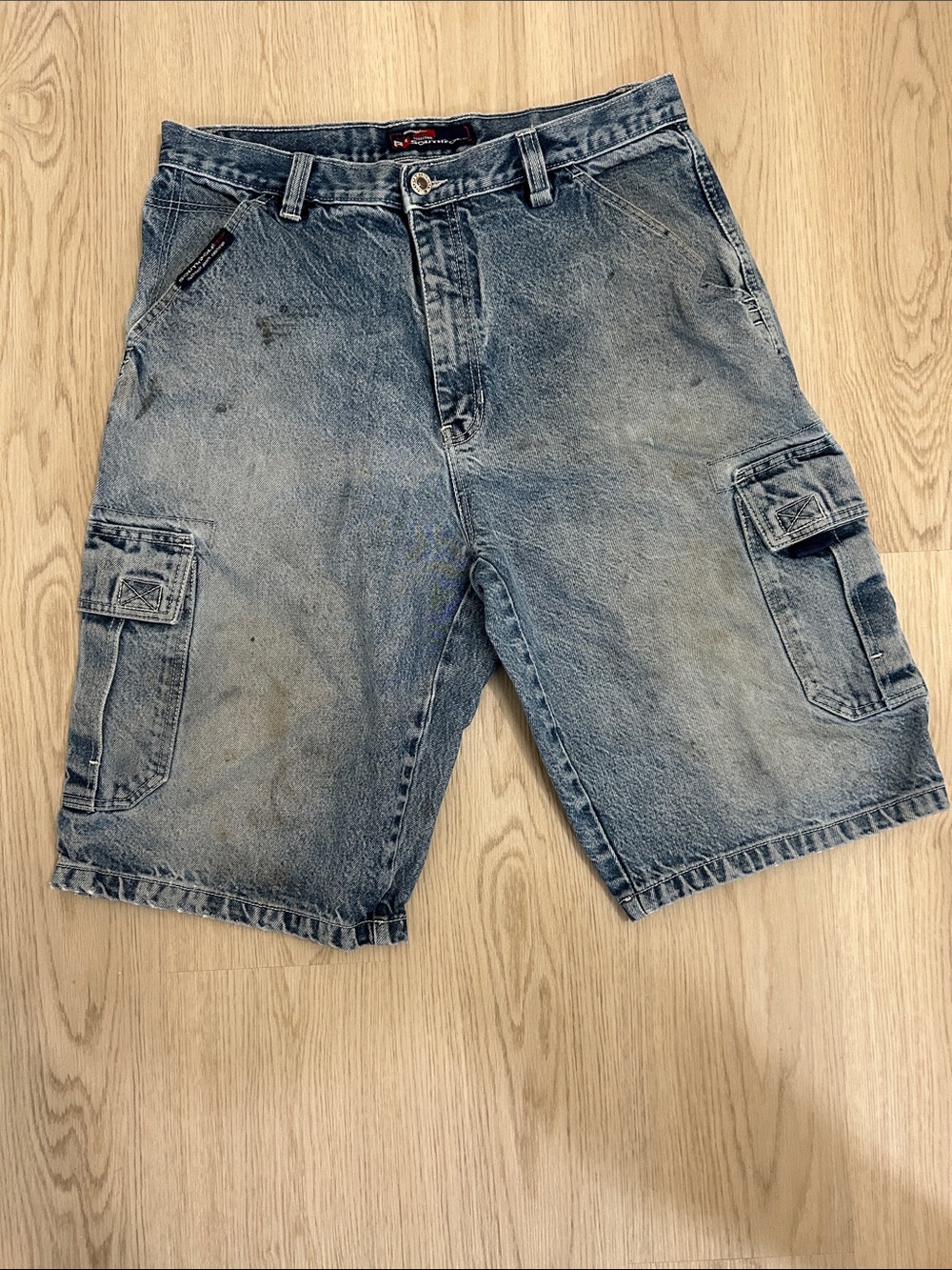 Y2K Southpole Men's Denim Cargo Shorts - Blue size 34